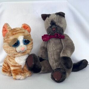 Feisty Pets Princess Pottymouth Orange Tabby & Ganz Siamese Cat Plush Bundle
